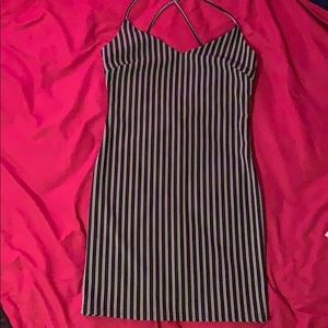 Black/White Striped Fitted Dress